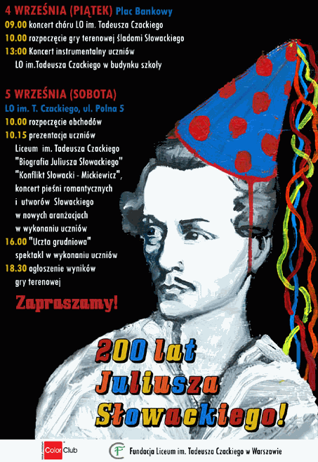 Plakat obchodów 200 rocznicy urodzin J. Słowackiego